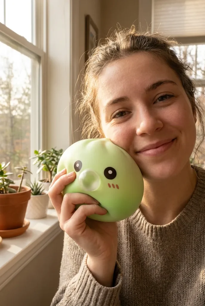 Fresh Green Dumpling Squishy in everyday life