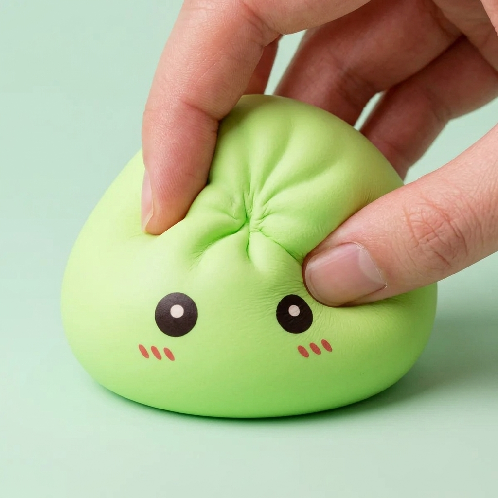 Fresh Green Dumpling Squishy — slow-rise effect, the foam springs back slowly