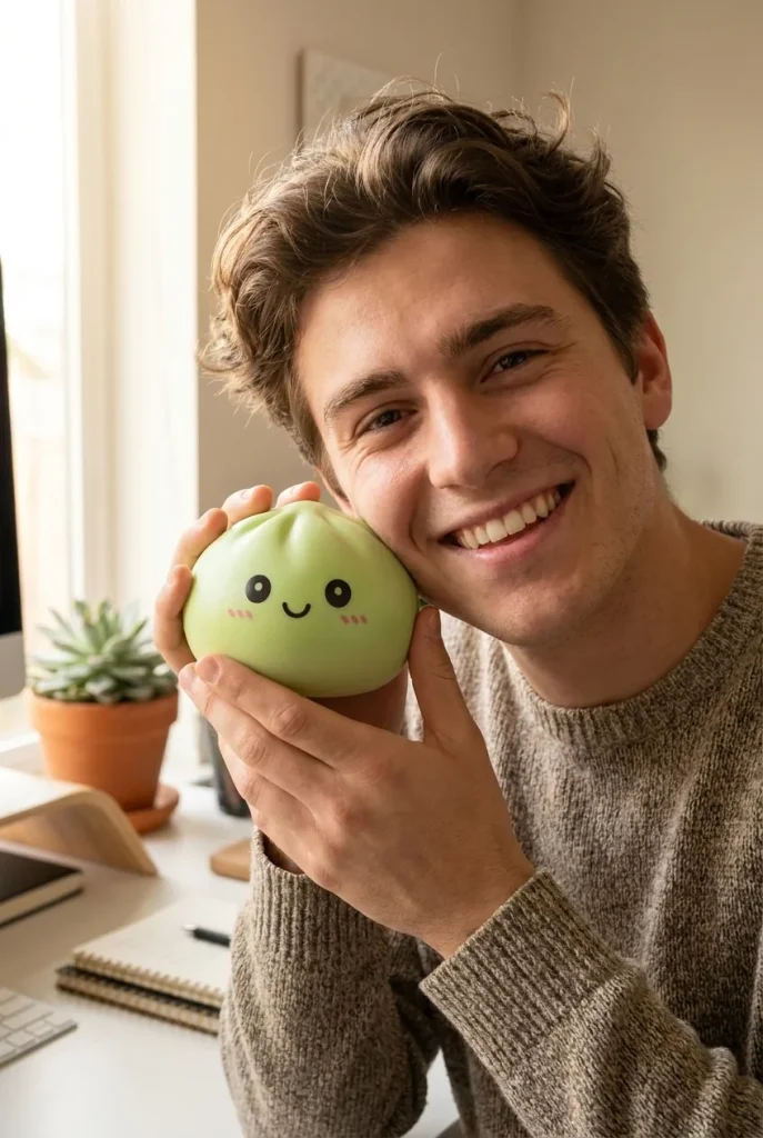 Matcha Green Dumpling Squishy in everyday life