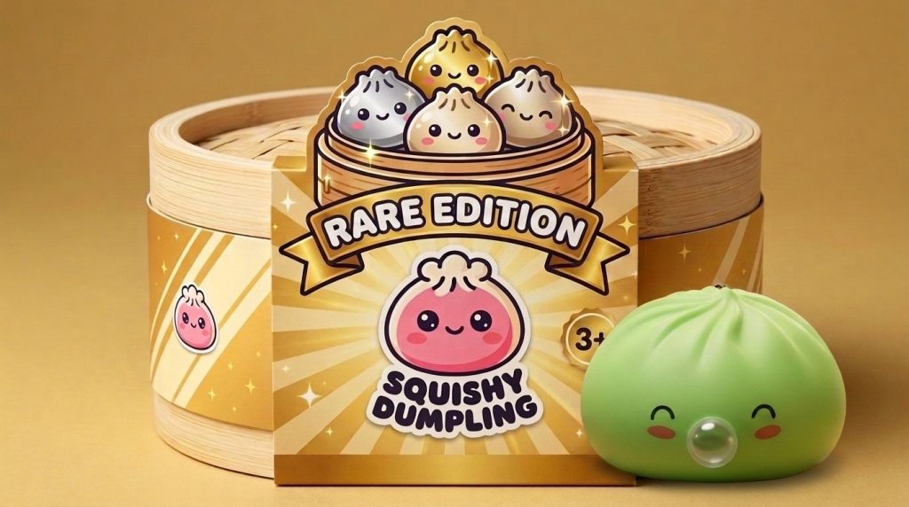 Matcha Green Rare Blow Dumpling Squishy in its kawaii setting
