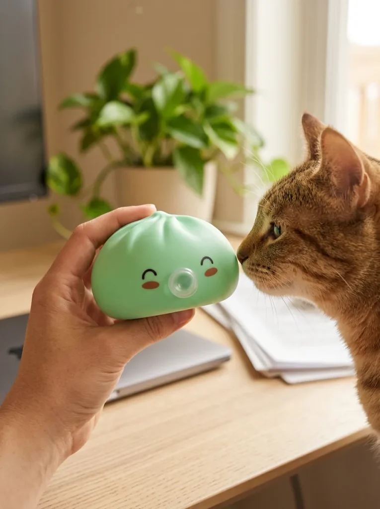 Matcha Green Rare Blow Dumpling Squishy with a plush friend