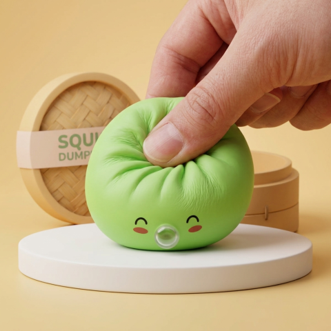 Matcha Green Rare Blow Dumpling Squishy — slow-rise effect, the foam springs back slowly
