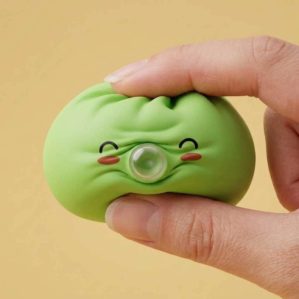 Matcha Green Rare Blow Dumpling Squishy being squeezed, soft slow-rise foam