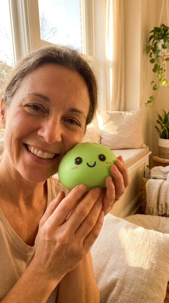 Green Glow Dumpling Squishy Night Light in everyday life
