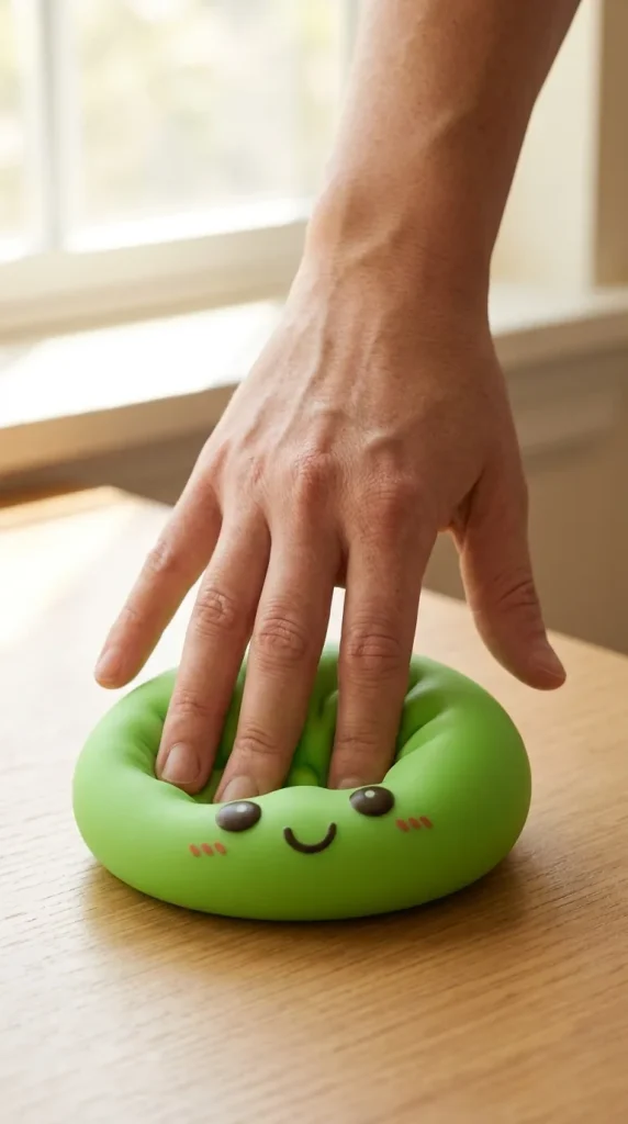 Green Glow Dumpling Squishy Night Light mid-squish
