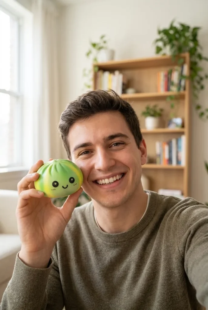 Green Tie Dye Dumpling Squishy in everyday life