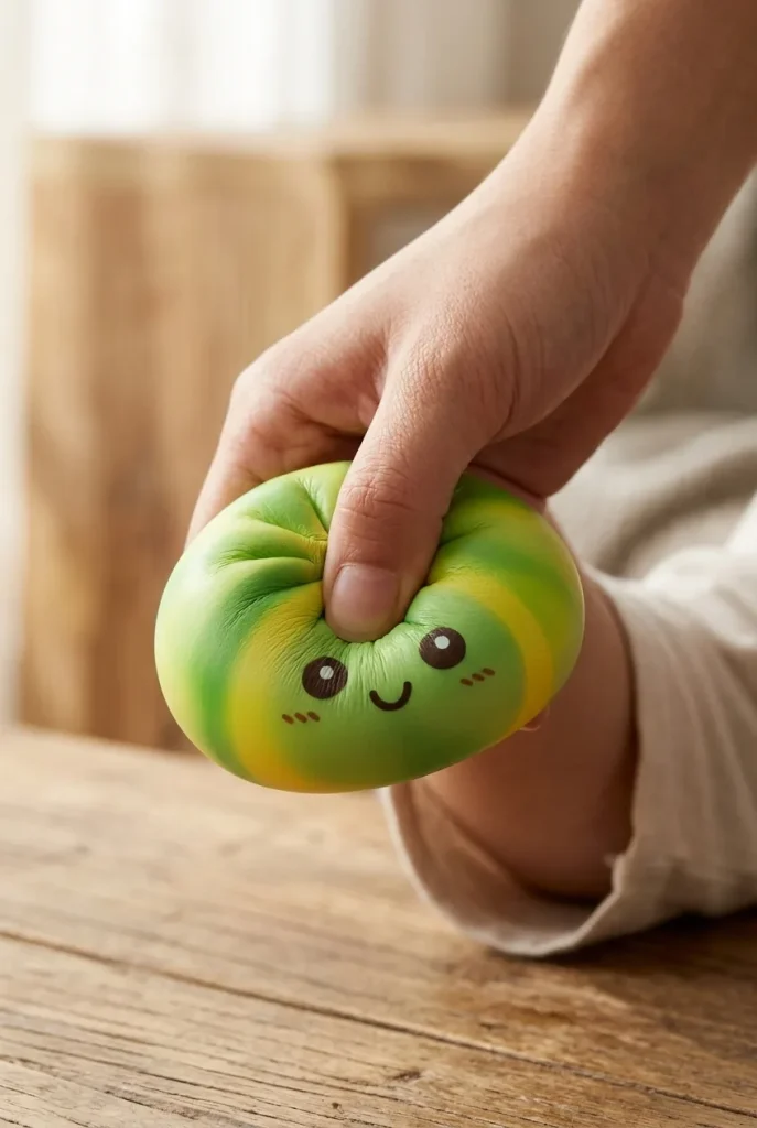 Green Tie Dye Dumpling Squishy mid-squish