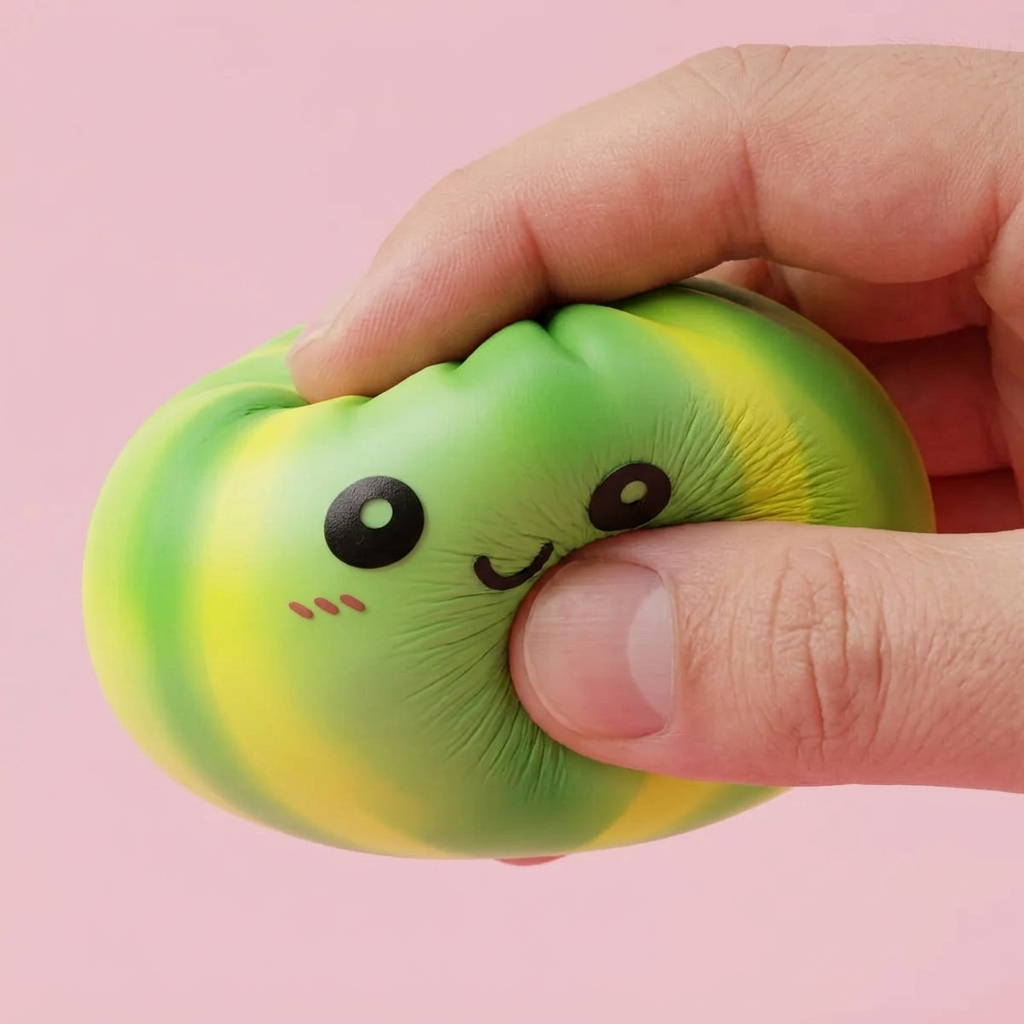 Green Tie Dye Dumpling Squishy — slow-rise effect, the foam springs back slowly