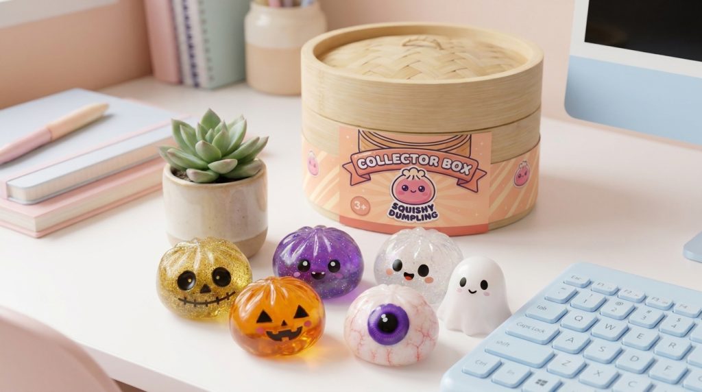 Halloween Dumpling Squishy Set of 5 in its kawaii setting
