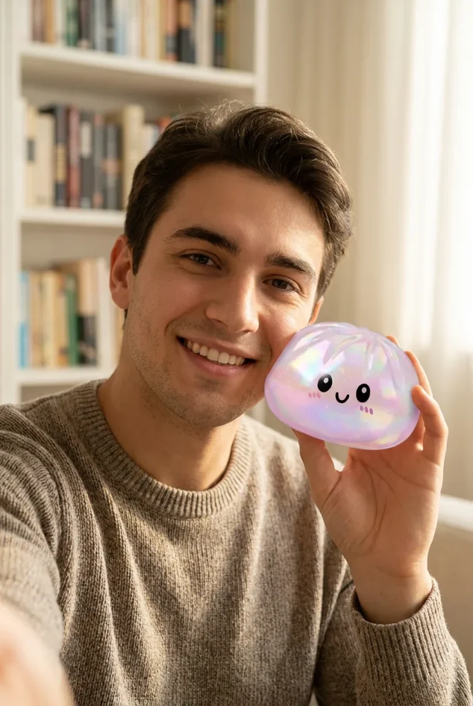 Iridescent Holographic Dumpling Squishy in everyday life