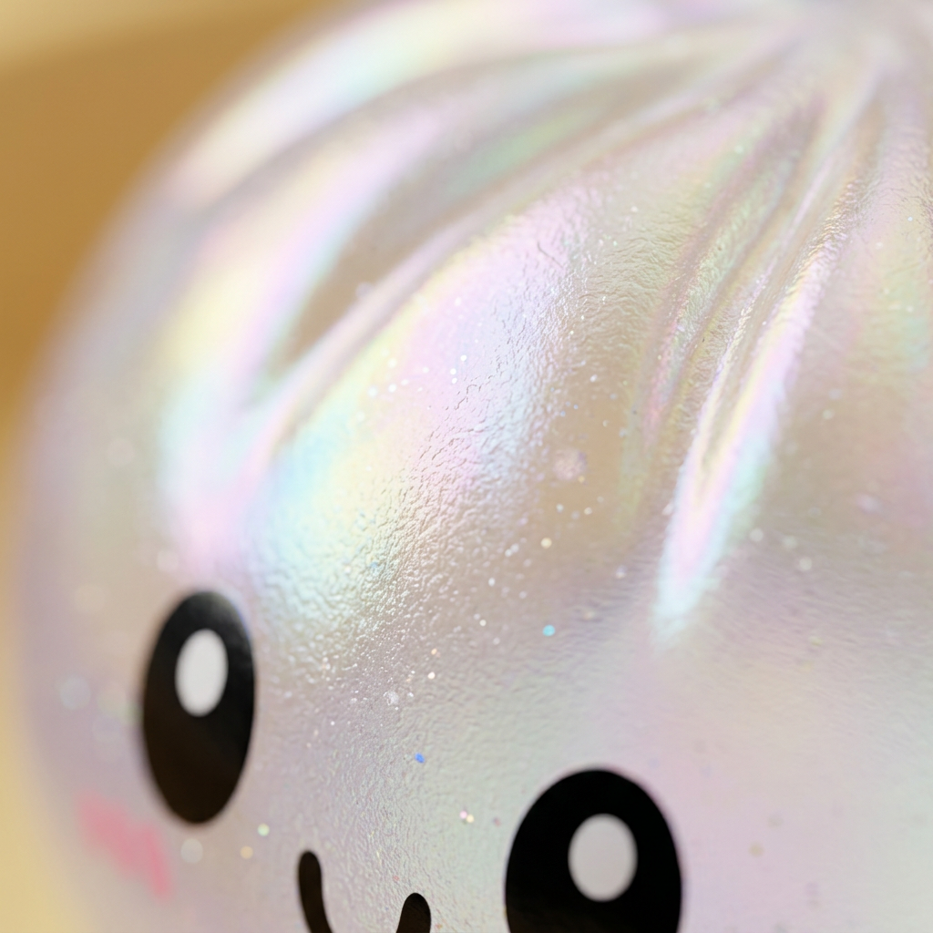 Iridescent Holographic Dumpling Squishy — close-up of the texture