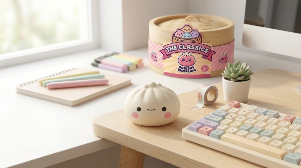 Mystery Dumpling Squishy Blind Box – Set of 12 in its kawaii setting