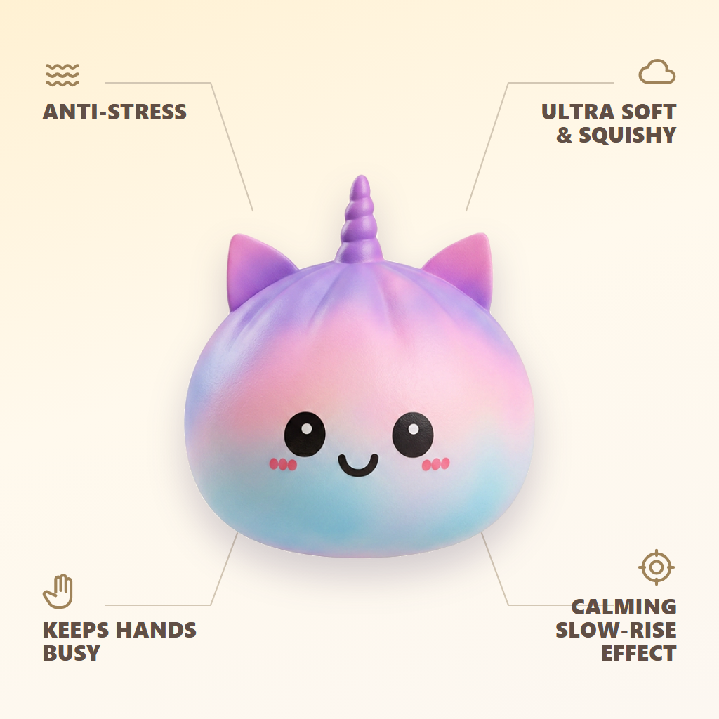 Jumbo Unicorn Rainbow Dumpling Squishy — its benefits