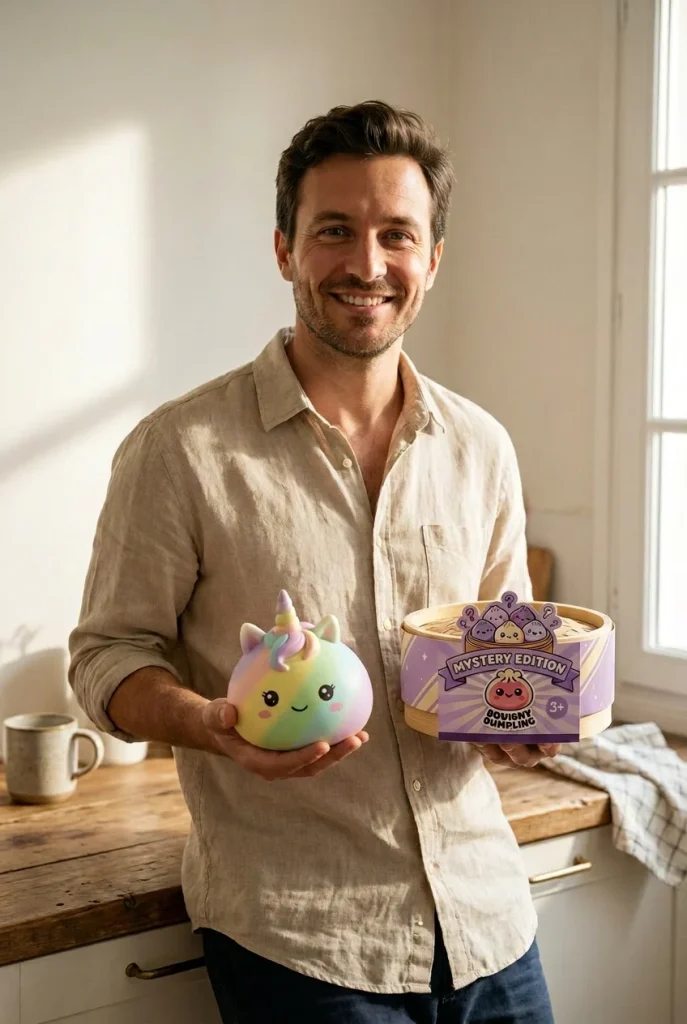 Jumbo Unicorn Rainbow Dumpling Squishy with its box