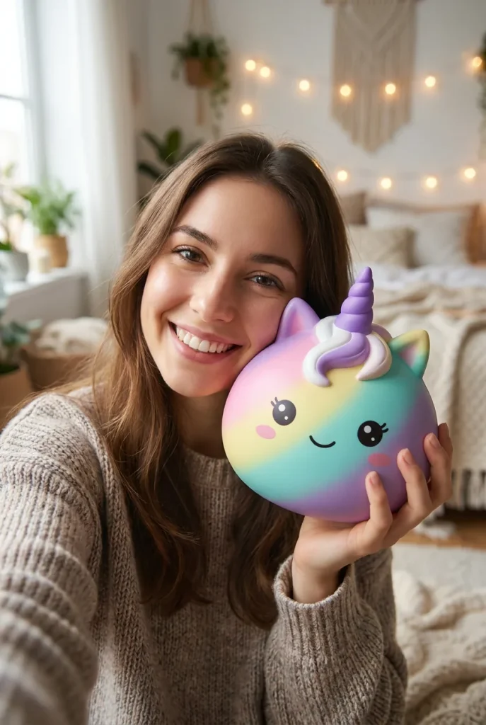 Jumbo Unicorn Rainbow Dumpling Squishy in everyday life