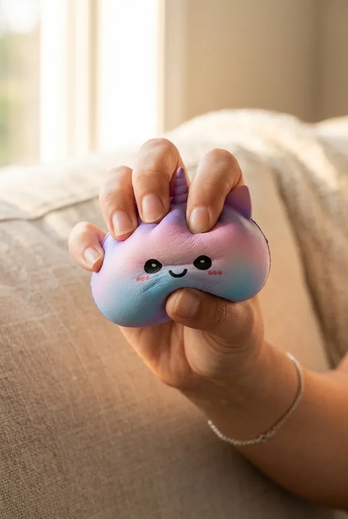 Jumbo Unicorn Rainbow Dumpling Squishy mid-squish