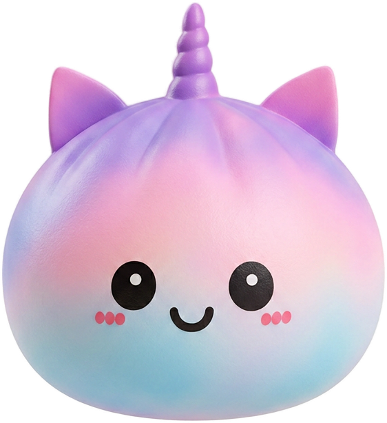 Jumbo Unicorn Rainbow Dumpling Squishy being squeezed, soft slow-rise foam