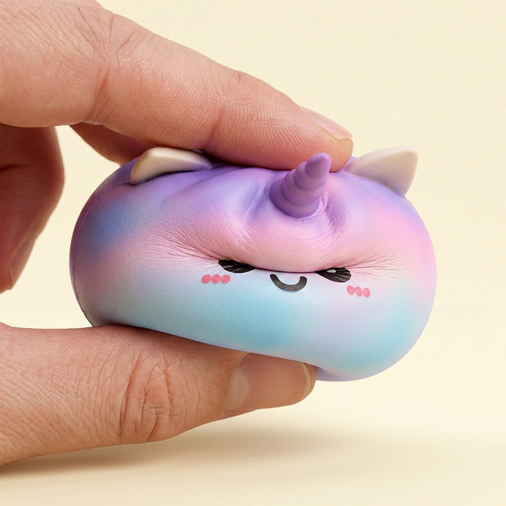 Jumbo Unicorn Rainbow Dumpling Squishy — slow-rise effect, the foam springs back slowly
