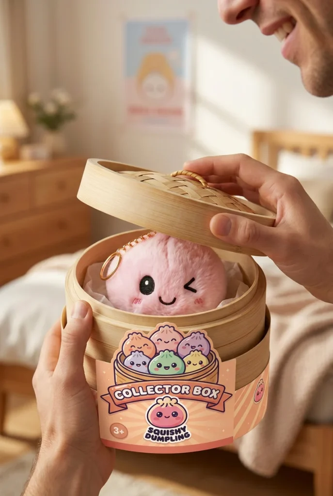 Dumpling Squishy Keyring Set of 6 unboxing moment