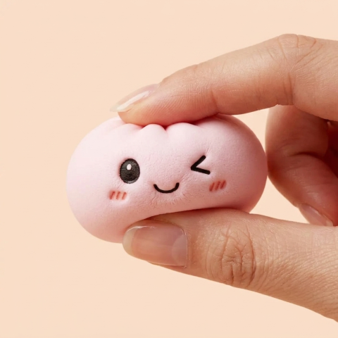 Dumpling Squishy Keyring Set of 6 — slow-rise effect, the foam springs back slowly
