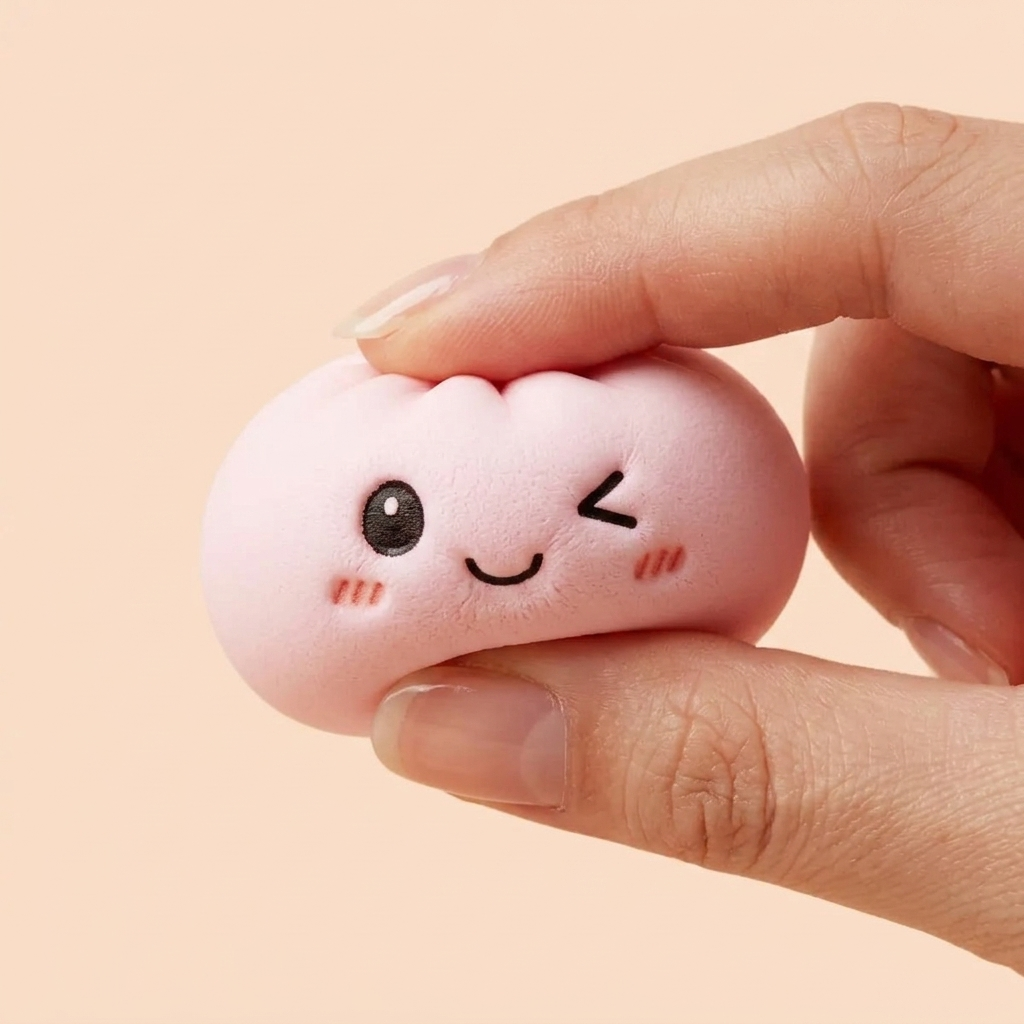 Dumpling Squishy Keyring Set of 6 — slow-rise effect, the foam springs back slowly