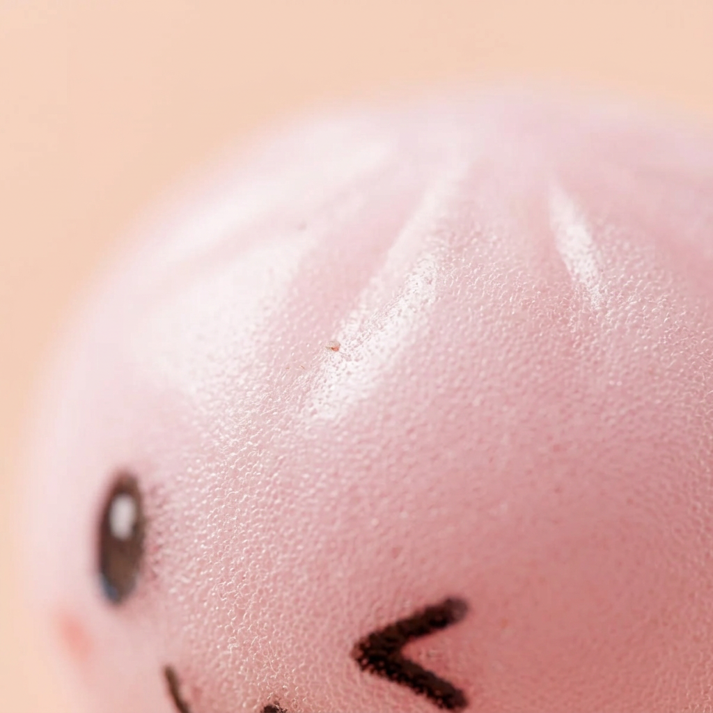 Dumpling Squishy Keyring Set of 6 — close-up of the texture