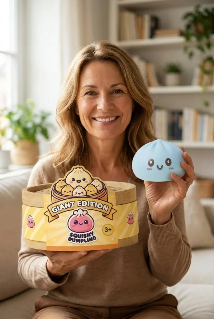 Giant Blue Dumpling Squishy with its box