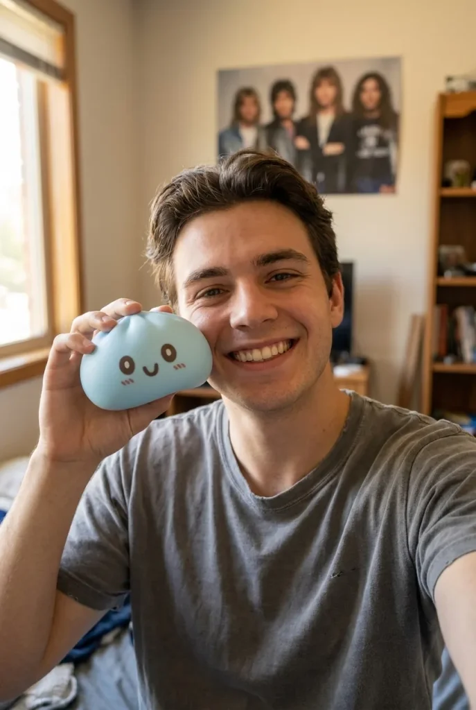Giant Blue Dumpling Squishy in everyday life