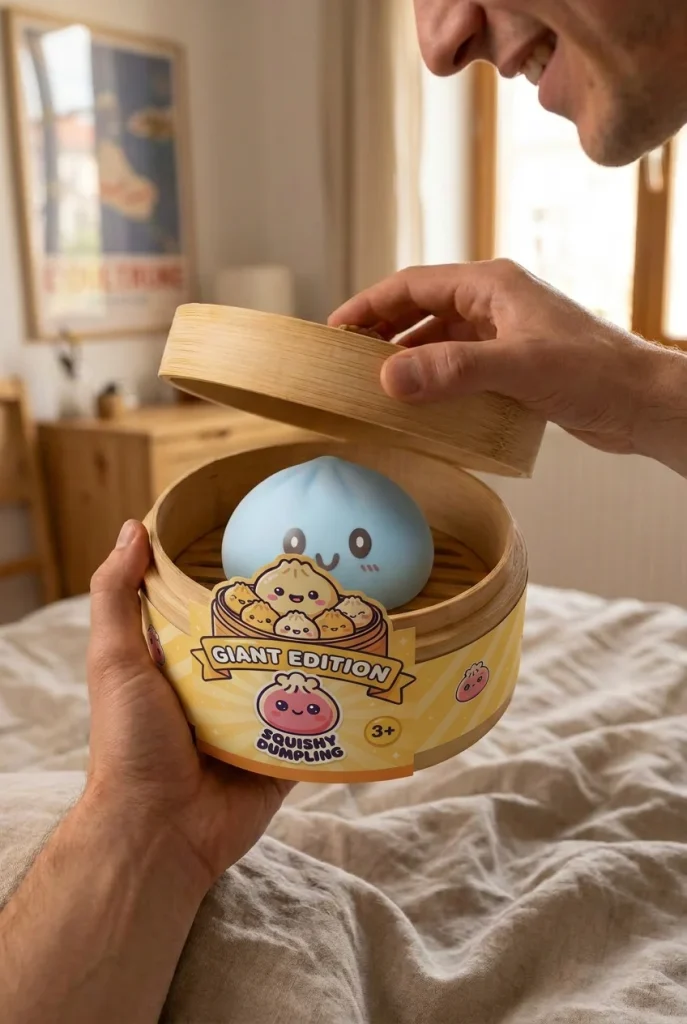 Giant Blue Dumpling Squishy unboxing moment