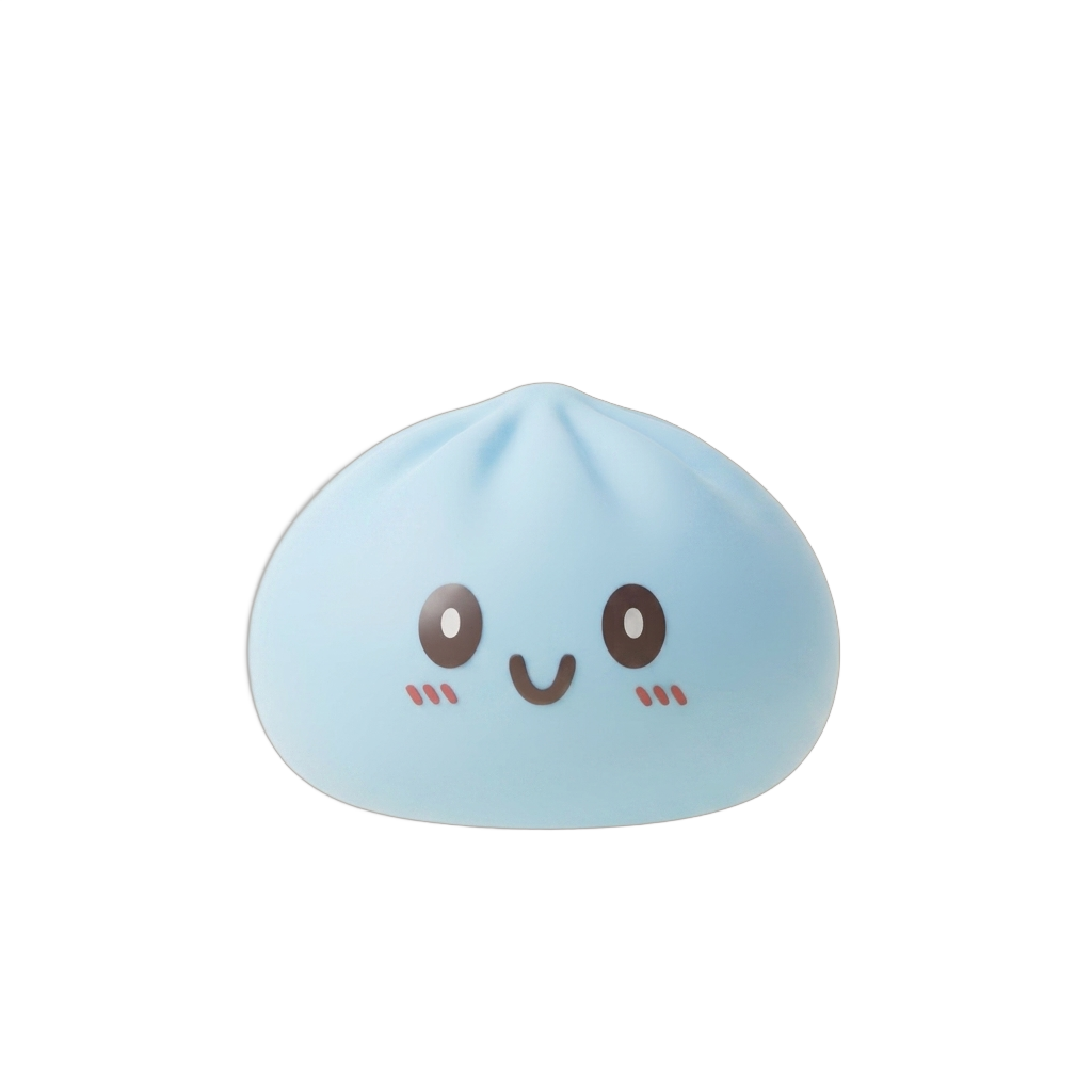 Giant Blue Dumpling Squishy being squeezed, soft slow-rise foam