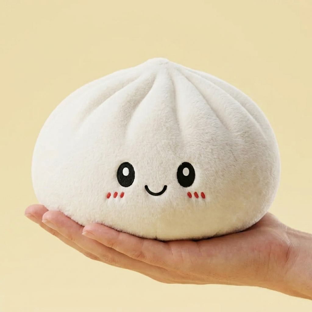 Big Dumpling Squishy Pillow held in hand, actual size