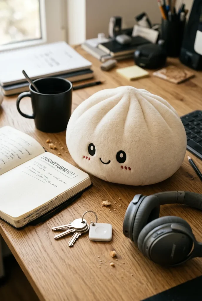 Big Dumpling Squishy Pillow on the desk