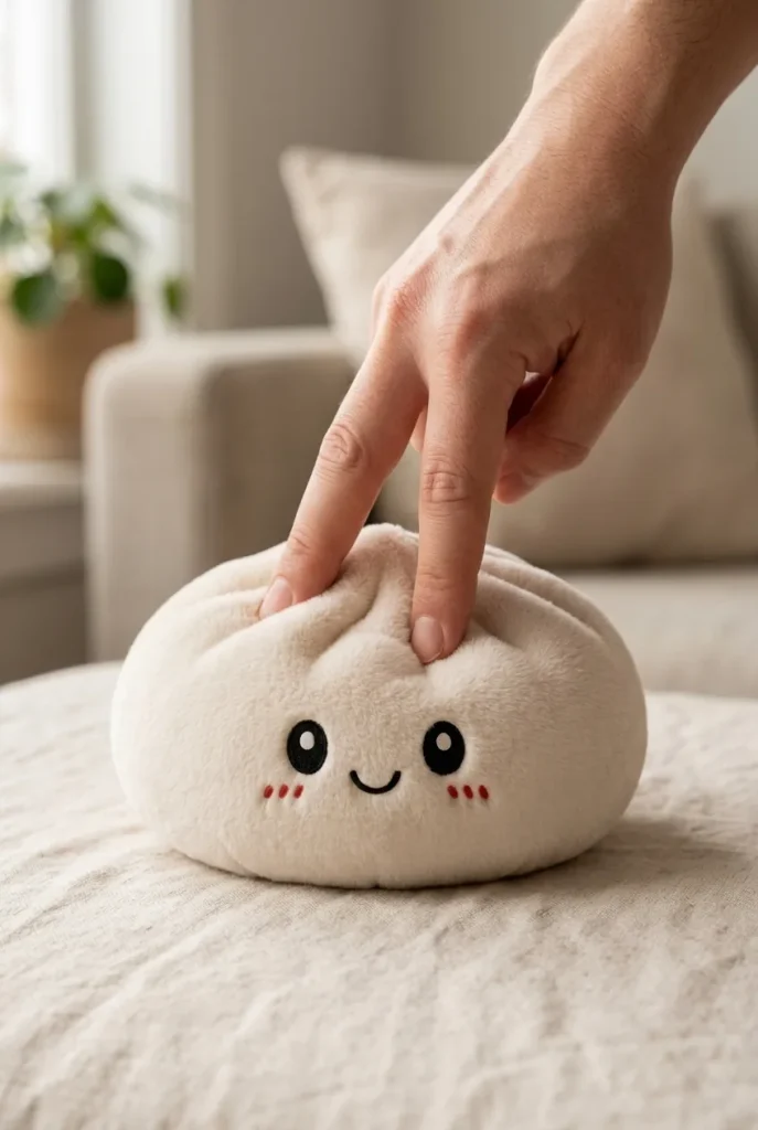 Big Dumpling Squishy Pillow mid-squish