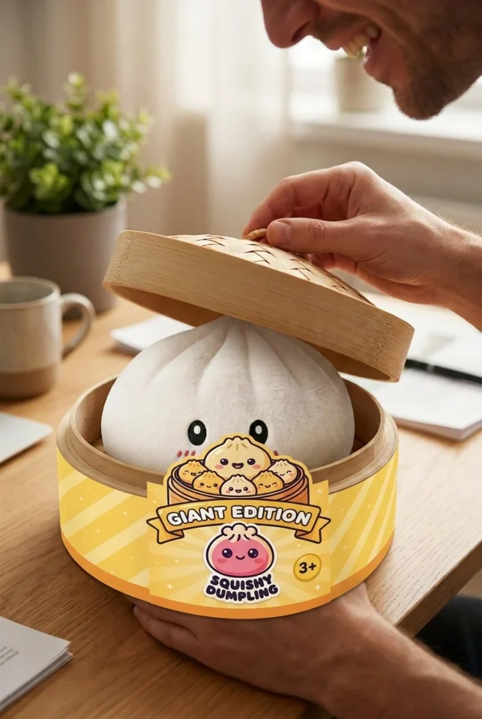 Big Dumpling Squishy Pillow unboxing moment