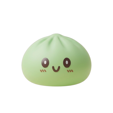 Giant Green Dumpling Squishy being squeezed, soft slow-rise foam