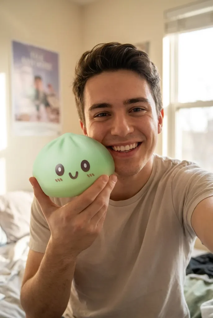 Giant Green Dumpling Squishy in everyday life