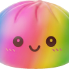 Giant Rainbow Dumpling Squishy being squeezed, soft slow-rise foam