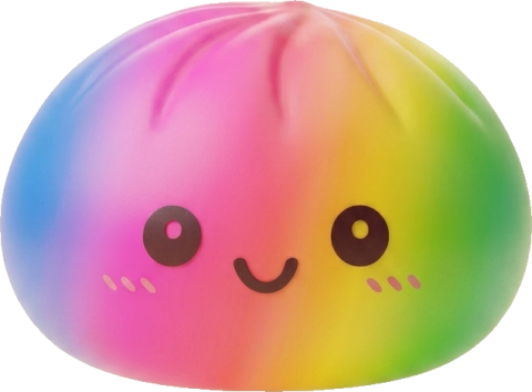 Giant Rainbow Dumpling Squishy being squeezed, soft slow-rise foam