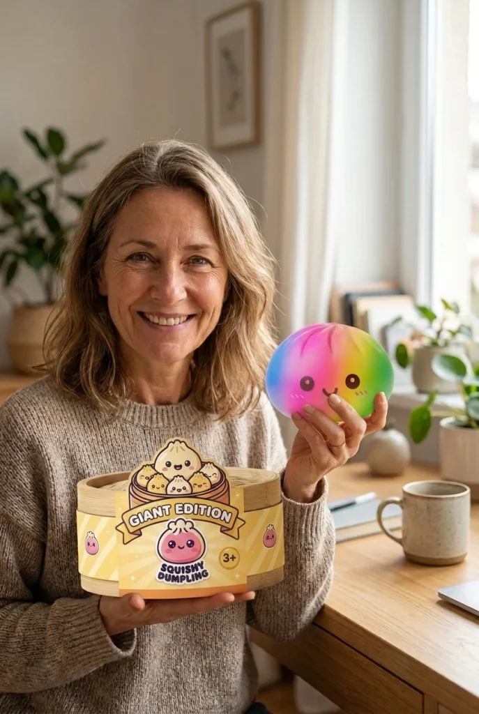 Giant Rainbow Dumpling Squishy with its box