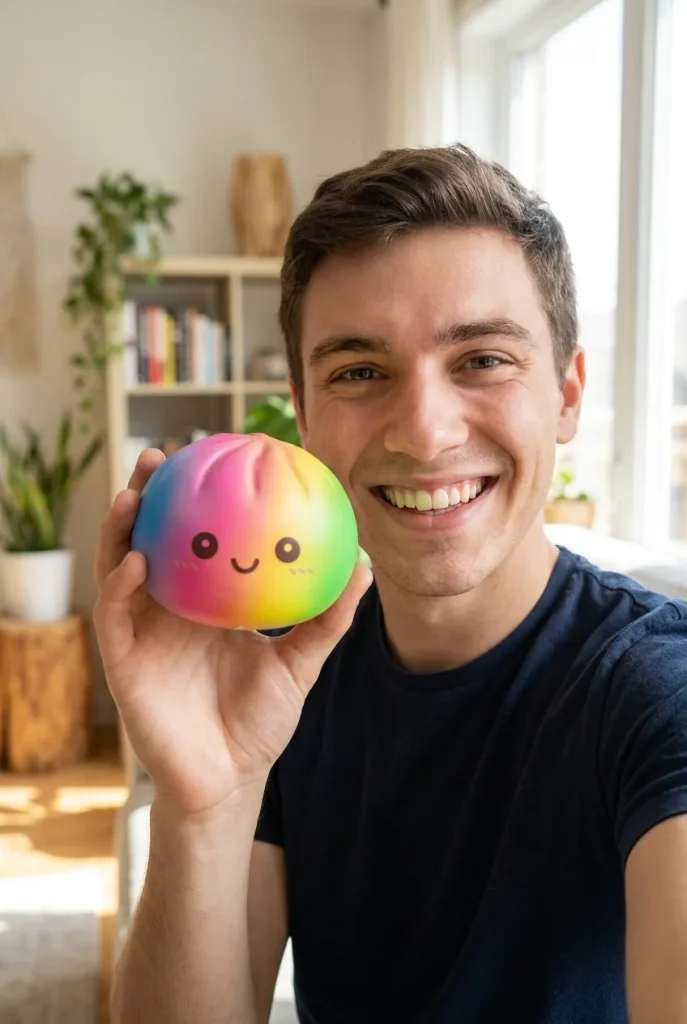 Giant Rainbow Dumpling Squishy in everyday life