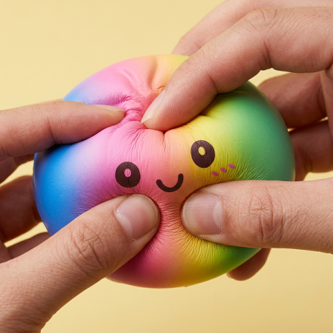Giant Rainbow Dumpling Squishy — slow-rise effect, the foam springs back slowly
