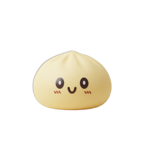 Jumbo Giant Yellow Dumpling Squishy being squeezed, soft slow-rise foam