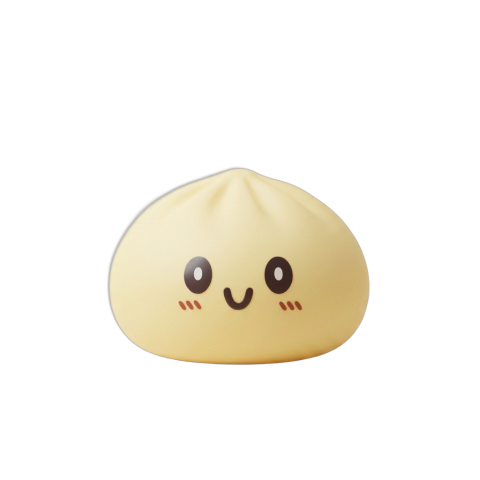 Jumbo Giant Yellow Dumpling Squishy being squeezed, soft slow-rise foam
