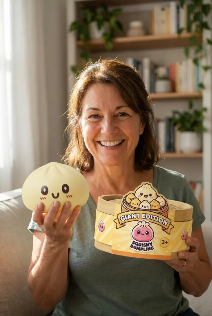 Jumbo Giant Yellow Dumpling Squishy with its box