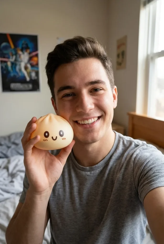 Jumbo Giant Yellow Dumpling Squishy in everyday life