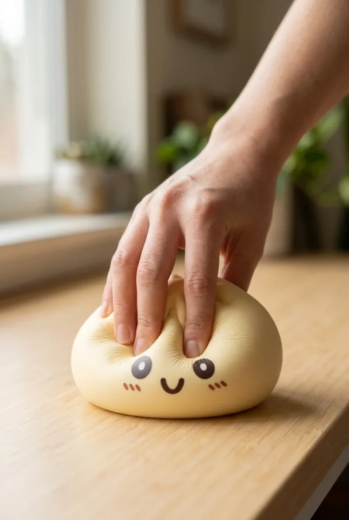 Jumbo Giant Yellow Dumpling Squishy mid-squish