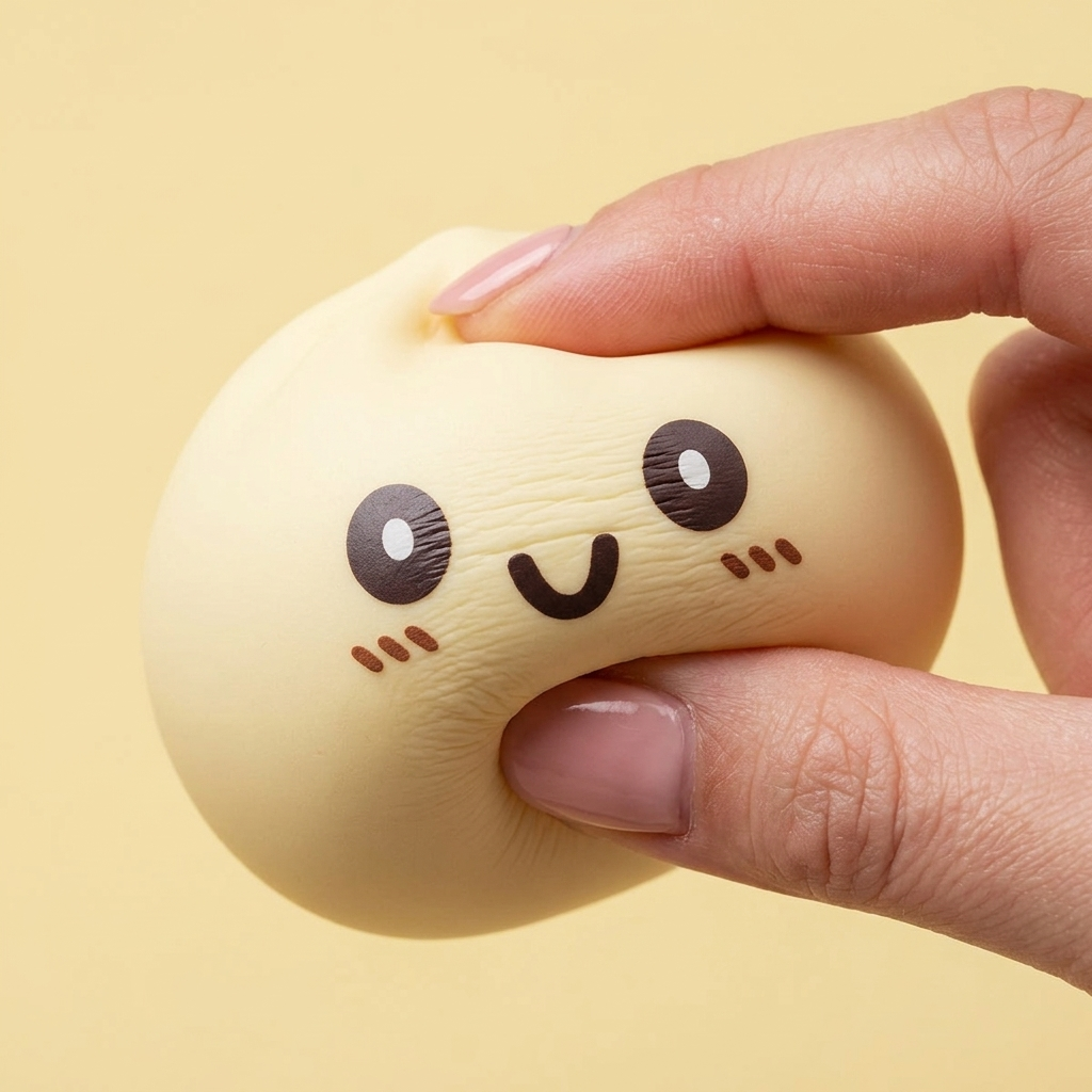 Jumbo Giant Yellow Dumpling Squishy — slow-rise effect, the foam springs back slowly