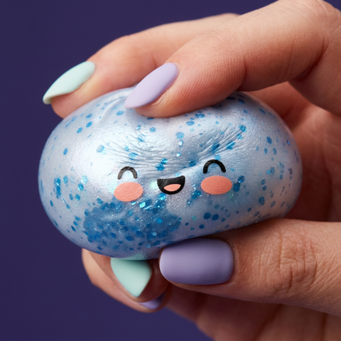 Blue Glacé Sparkle Dumpling Squishy — slow-rise effect, the foam springs back slowly
