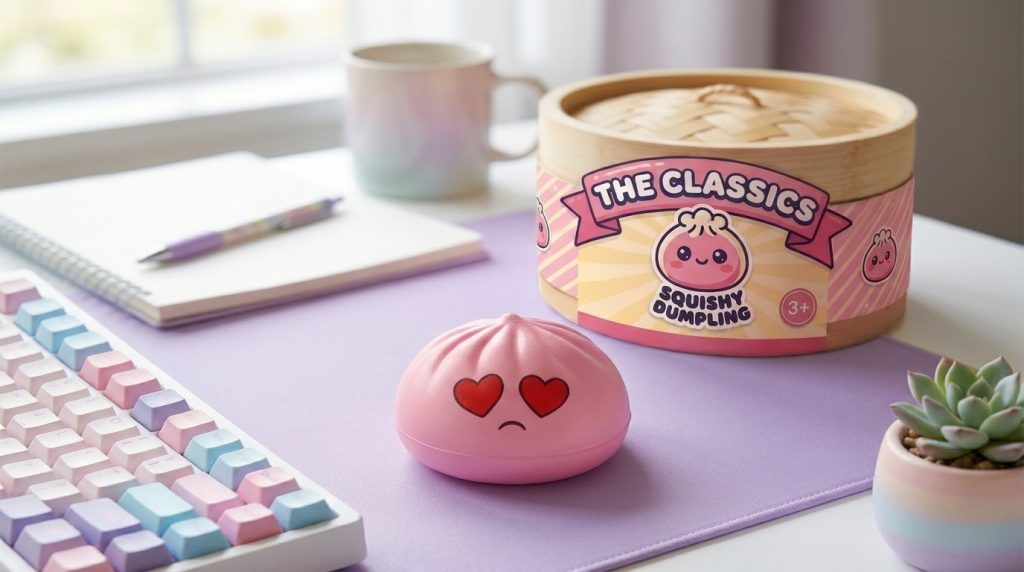 Mini Dumpling Squishy Mystery Set in its kawaii setting