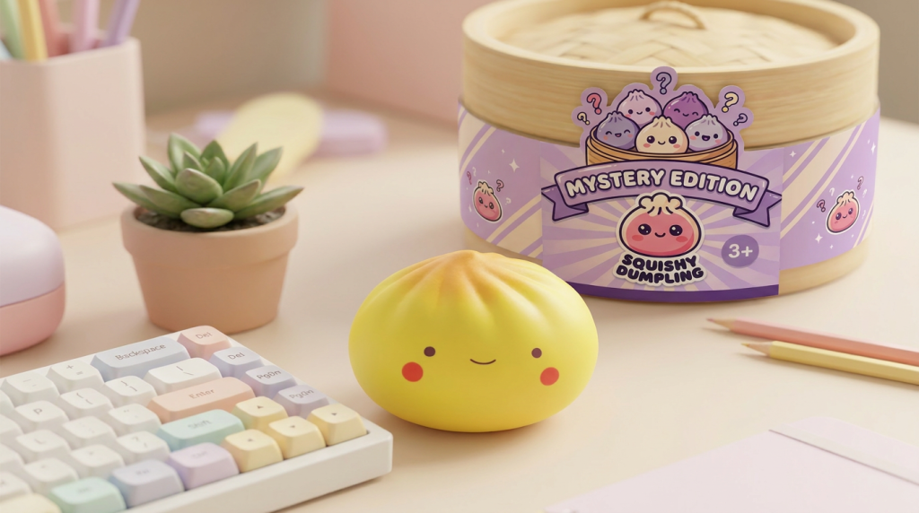 Mini Dumpling Squishy Blind Box in its kawaii setting